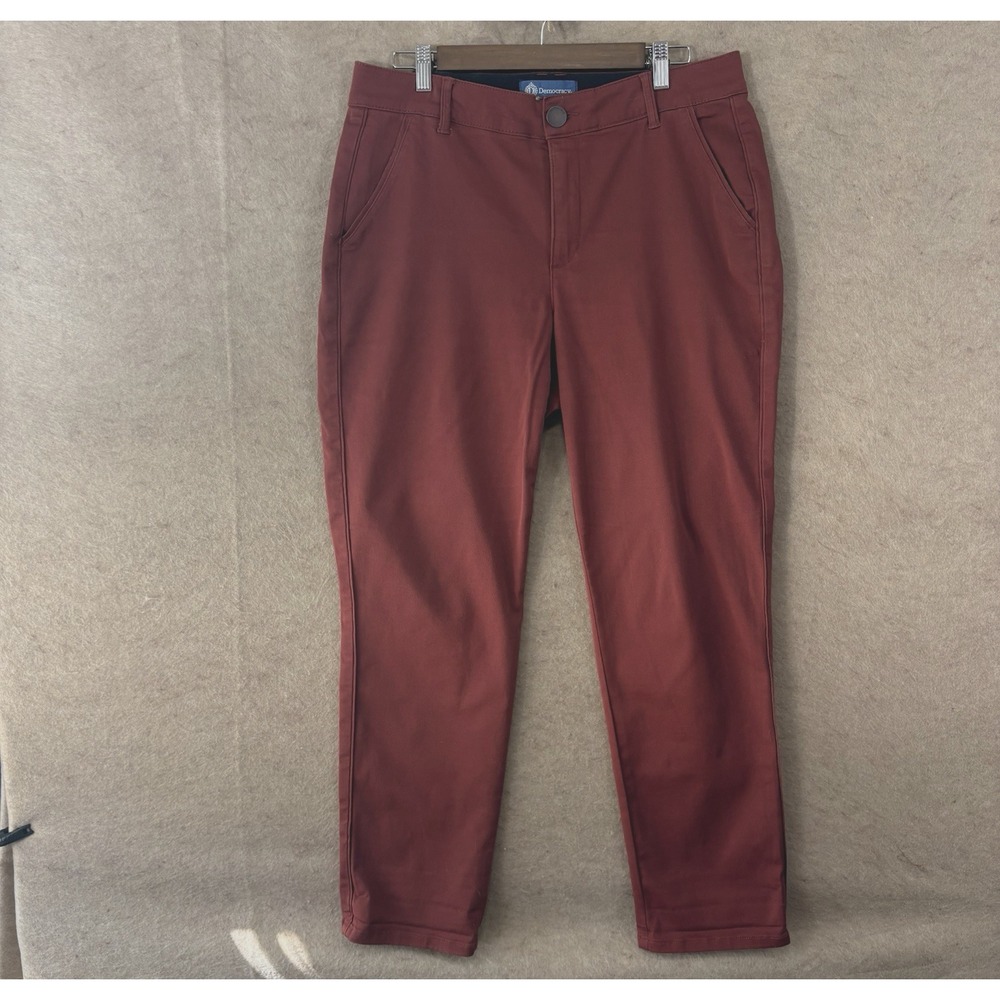 Democracy Ab Solution Chino Pants Womens Sz 14W‎ Burgundy Pockets Stretch